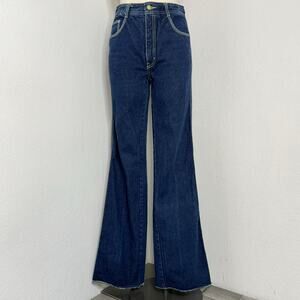 29X34.5 Vintage 80s 90s Alessio Jeans Flare Long Western Dark Wash